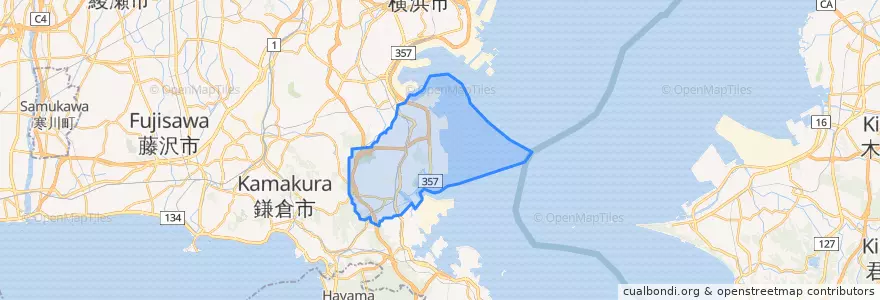 Mapa de ubicacion de 金沢区.