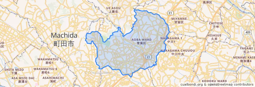 Mapa de ubicacion de Aoba Ward.