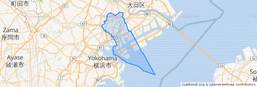 Mapa de ubicacion de 鶴見区.