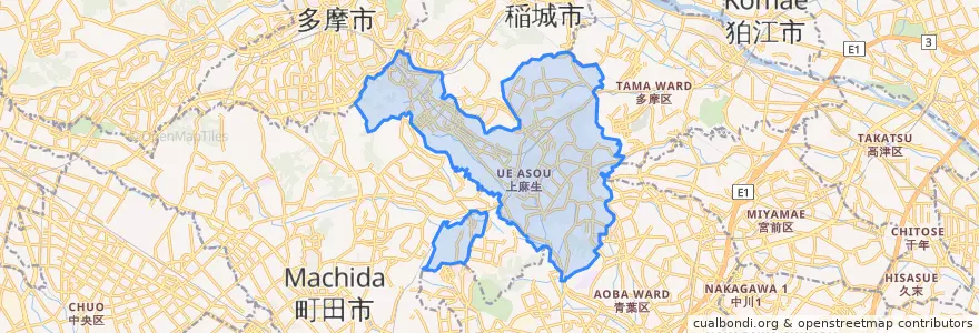 Mapa de ubicacion de 麻生区.