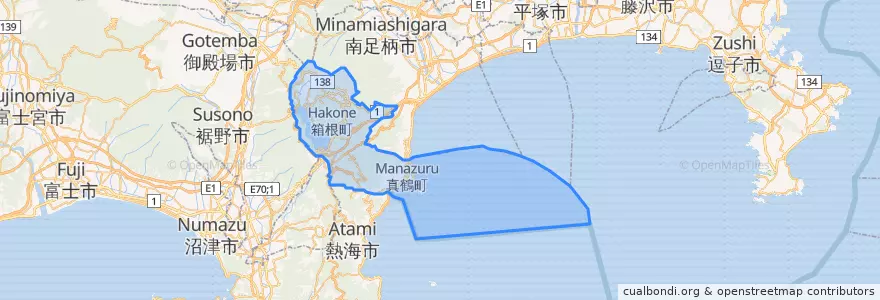 Mapa de ubicacion de 足柄下郡.