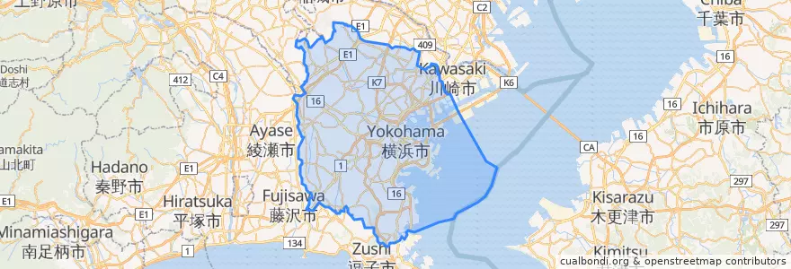 Mapa de ubicacion de 요코하마시.