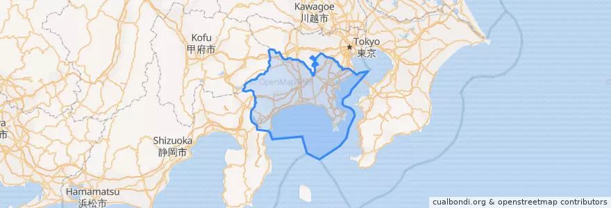 Mapa de ubicacion de 神奈川県.