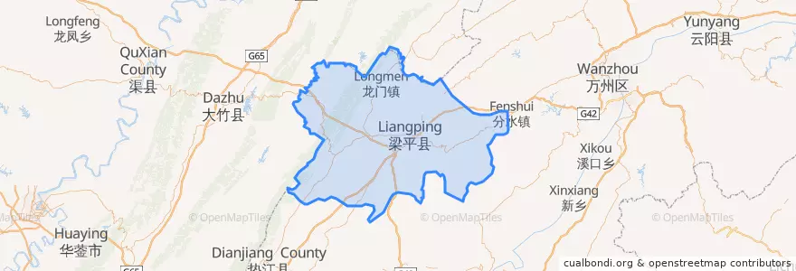 Mapa de ubicacion de 梁平区.