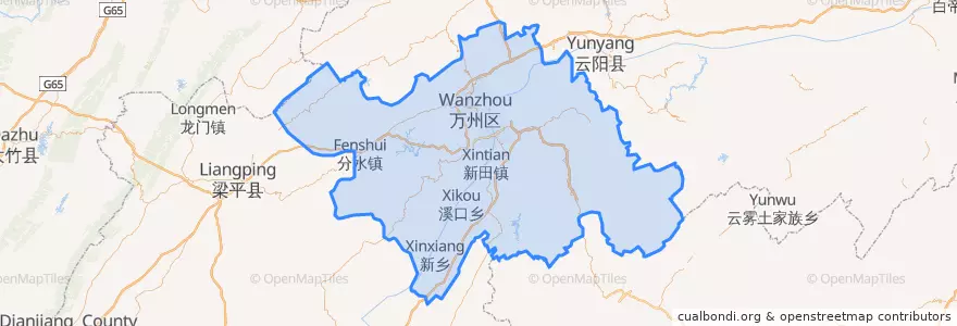 Mapa de ubicacion de 万州区.