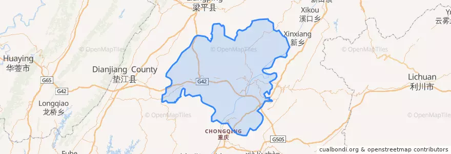 Mapa de ubicacion de 忠县.