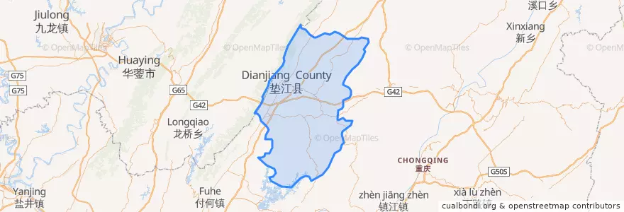 Mapa de ubicacion de Dianjiang County.