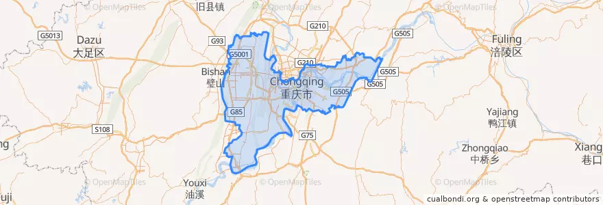 Mapa de ubicacion de 重庆市中心.
