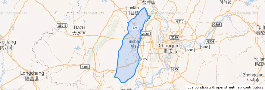Mapa de ubicacion de Bishan District.