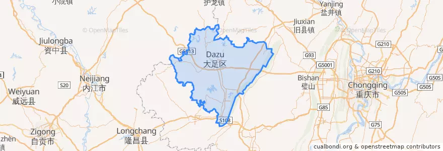Mapa de ubicacion de 大足区.