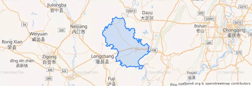 Mapa de ubicacion de Rongchang District.