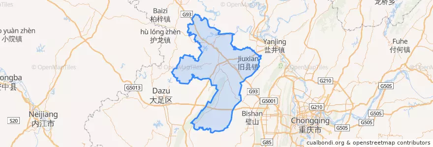 Mapa de ubicacion de Tongliang District.