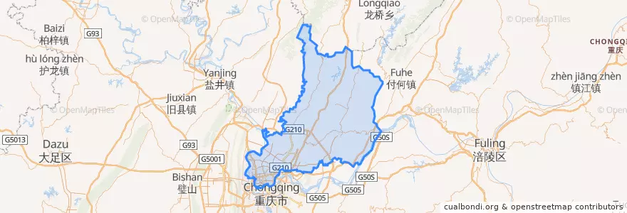 Mapa de ubicacion de 渝北区.