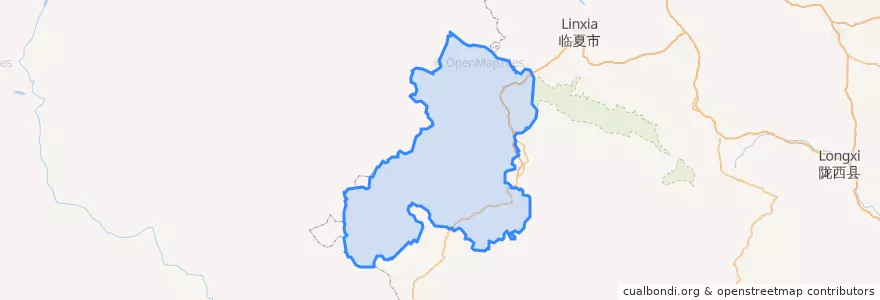 Mapa de ubicacion de བསང་ཆུ་རྫོང་ 夏河县.