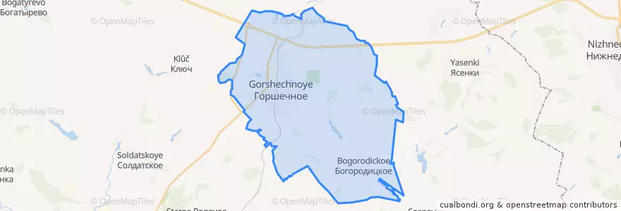 Mapa de ubicacion de городское поселение Горшечное.