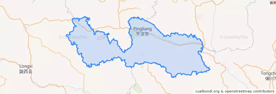 Mapa de ubicacion de 平凉市.