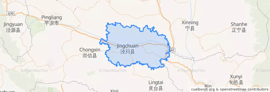 Mapa de ubicacion de Jingchuan County.