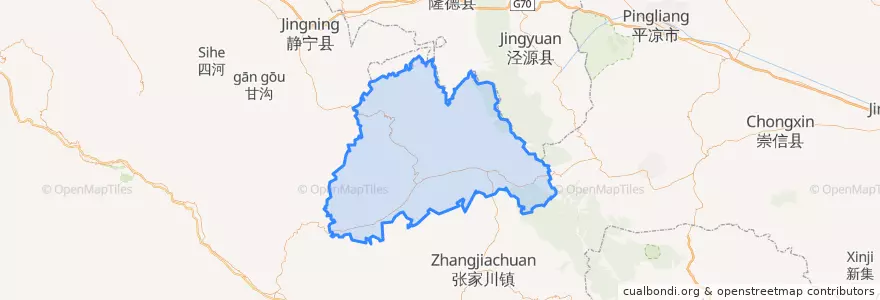 Mapa de ubicacion de 庄浪县.