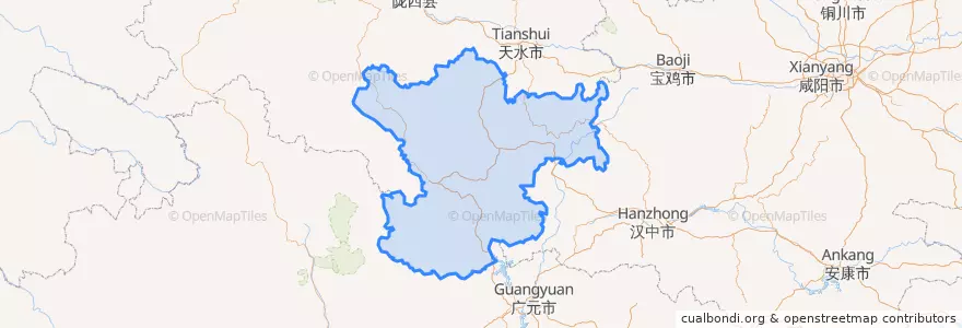 Mapa de ubicacion de 隴南市.