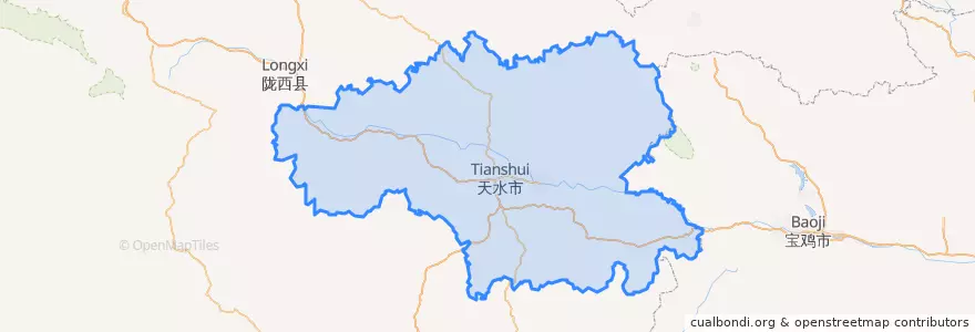 Mapa de ubicacion de Tianshui.