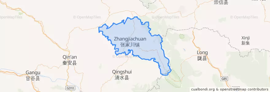 Mapa de ubicacion de 张家川回族自治县.