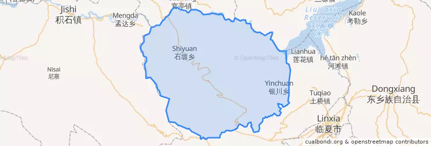Mapa de ubicacion de 积石山保安族东乡族撒拉族自治县.