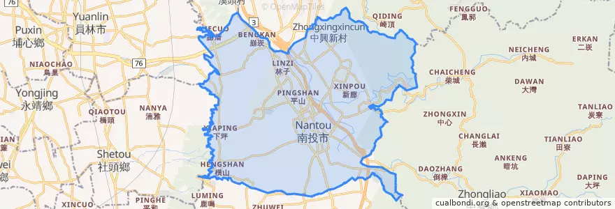 Mapa de ubicacion de Nantou City.
