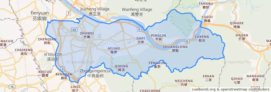 Mapa de ubicacion de 草屯鎮.