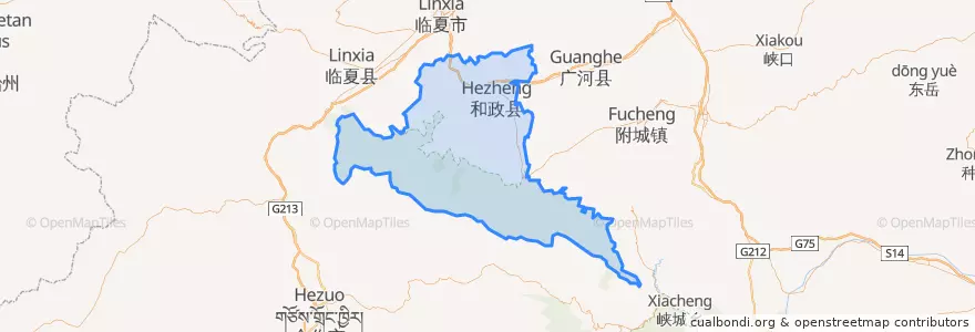 Mapa de ubicacion de 和政县.