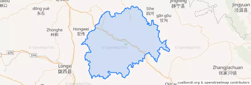 Mapa de ubicacion de 通渭县.
