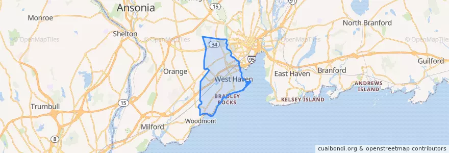 Mapa de ubicacion de West Haven.