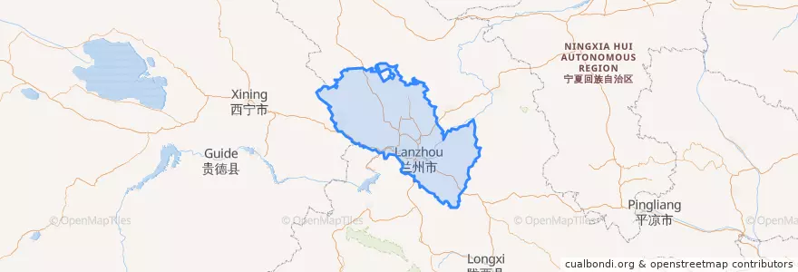 Mapa de ubicacion de Lanzhou.