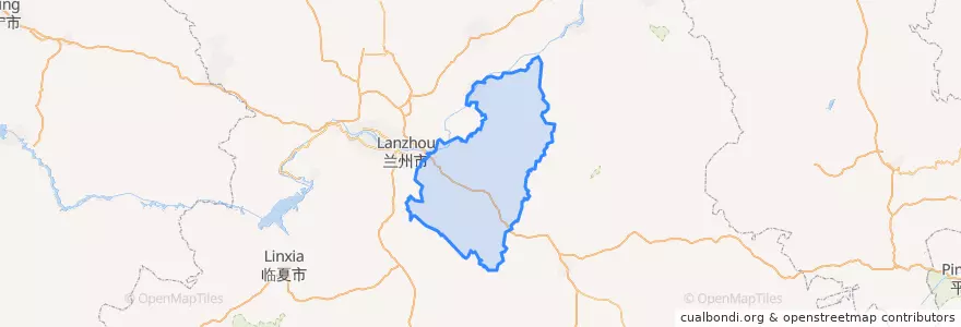 Mapa de ubicacion de 榆中县.