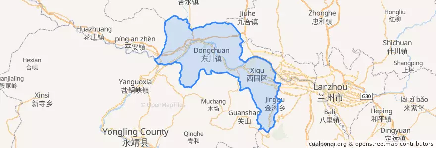 Mapa de ubicacion de 西固区.