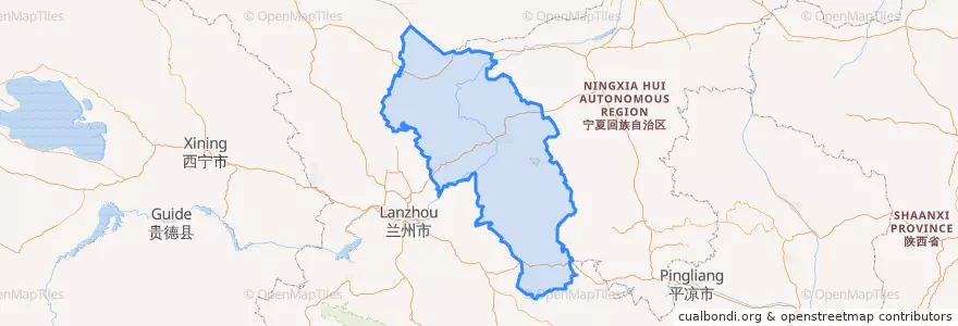 Mapa de ubicacion de Baiyin City.