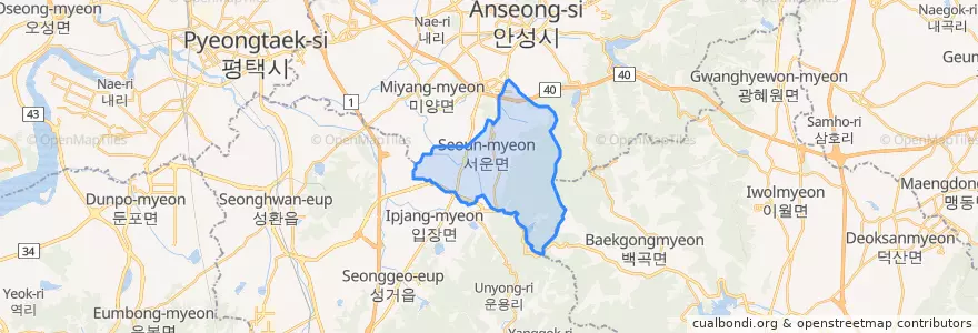 Mapa de ubicacion de 서운면.
