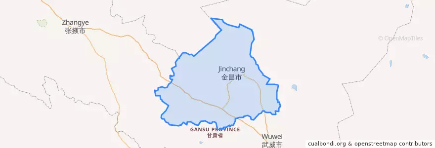 Mapa de ubicacion de 金昌市.