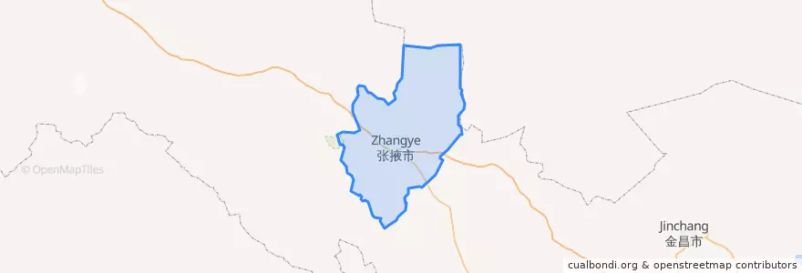 Mapa de ubicacion de 甘州区.