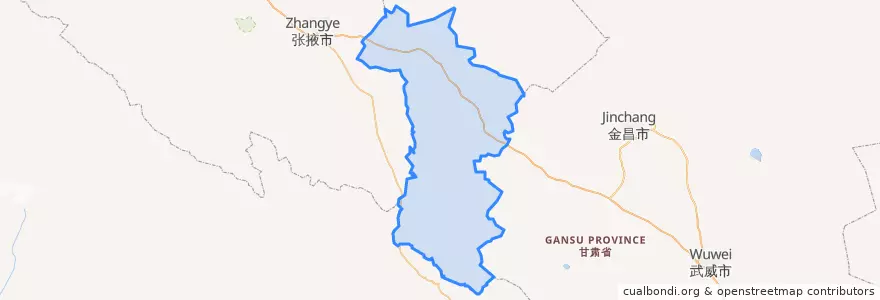 Mapa de ubicacion de 山丹县 (Shandan).