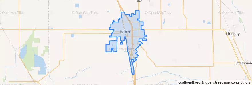 Mapa de ubicacion de Tulare.