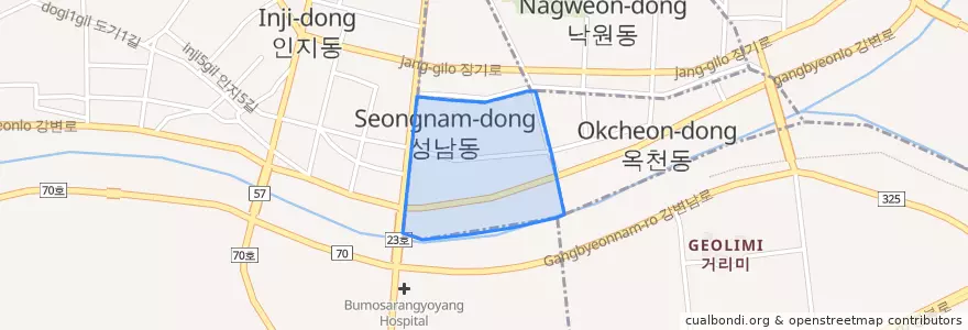 Mapa de ubicacion de 성남동.