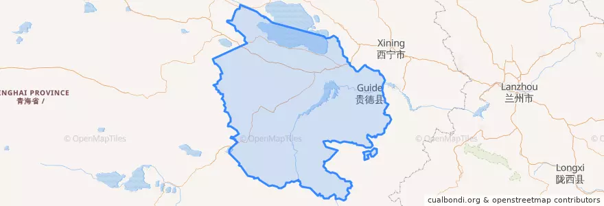 Mapa de ubicacion de 海南チベット族自治州.