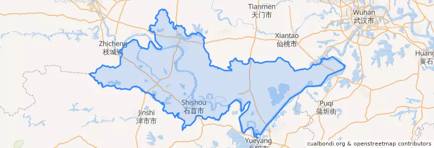 Mapa de ubicacion de Jingzhou.