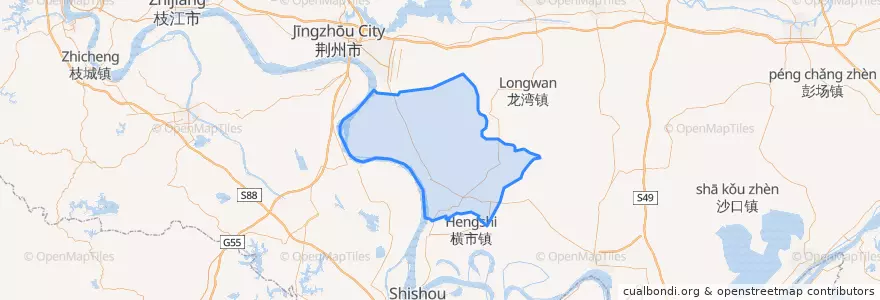 Mapa de ubicacion de Jiangling County.
