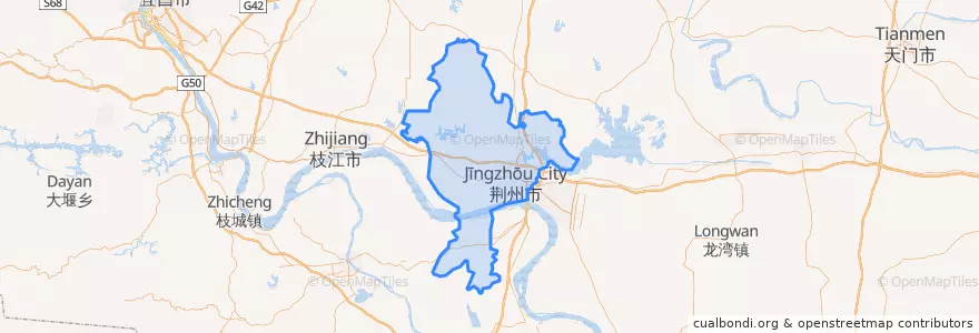 Mapa de ubicacion de 荆州区.