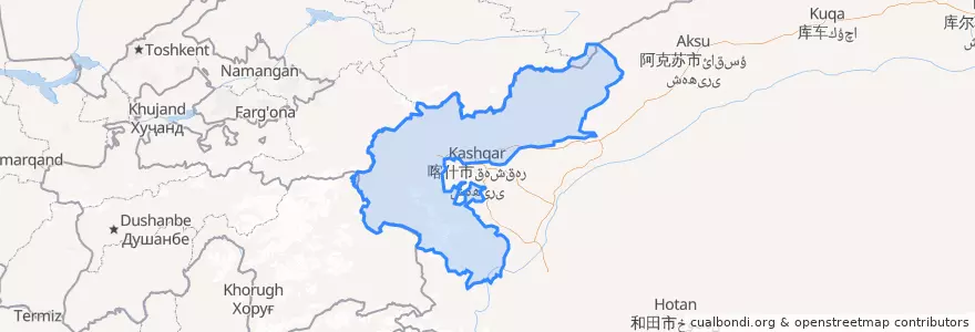 Mapa de ubicacion de 克孜勒苏柯尔克孜自治州 قىرغىز ئاپتونوم ئوبلاستى Kizilsu.