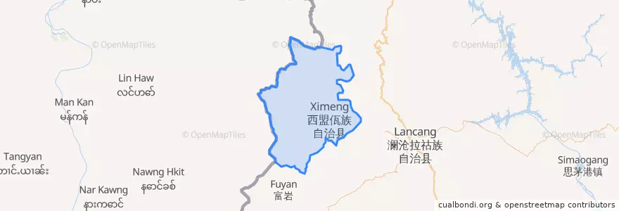 Mapa de ubicacion de 西盟佤族自治县.