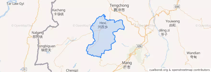 Mapa de ubicacion de 梁河县.