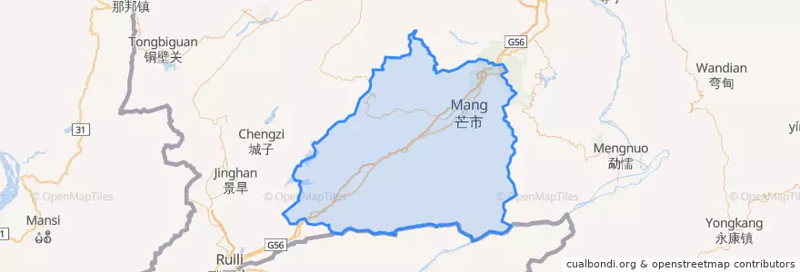 Mapa de ubicacion de 芒市.