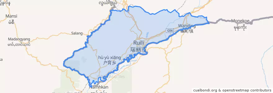 Mapa de ubicacion de 瑞丽市.